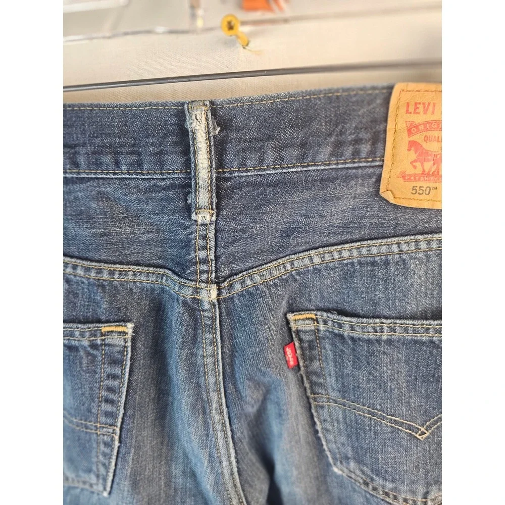 Levis 550 Relaxed Fit Tapered Leg Dark Wash Blue Denim Jeans Men's 34x34